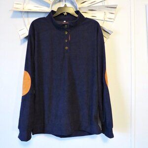 NWOT Navy Lightweight Ribbed Shirt‎ with Brown Accent Size Medium